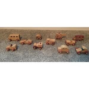 Lot of 11 Montgomery Schoolhouse Vermont Wooden Toy Car Vehicle Helicopter Truck